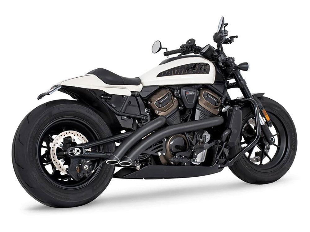 Radical Radius Exhaust - Black with Black End Caps. Fits Sportster S 2021-2023