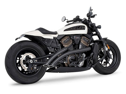 Radical Radius Exhaust - Black with Black End Caps. Fits Sportster S 2021-2023