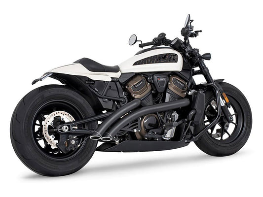 Radical Radius Exhaust - Black with Black End Caps. Fits Sportster S 2021-2023