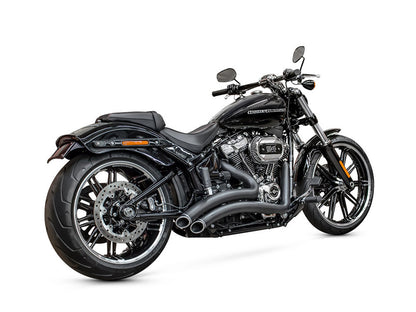 Sharp Curve Radius Exhaust - Black with Black End Caps. Fits Softail Breakout & Fat Boy 2018up