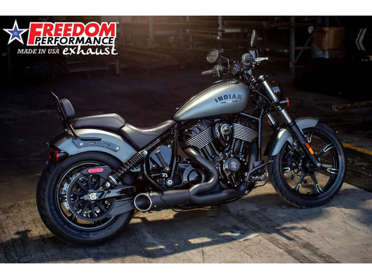 Combat 2-into-1 Exhaust - Black with Black End Cap. Fits Indian Cruiser 2022up