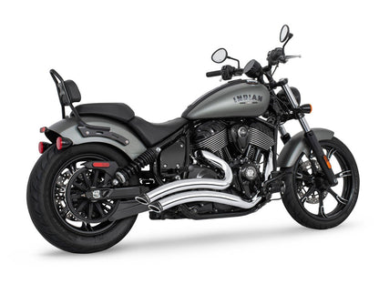 Sharp Curve Radius Exhaust - Chrome with Black End Caps. Fits Indian Cruiser 2022up