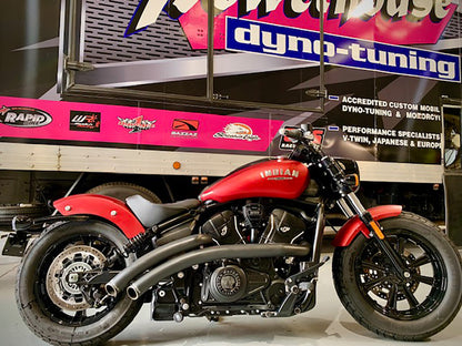 Radical Radius Exhaust - Black with Black End Caps. Fits Indian Scout 2025up