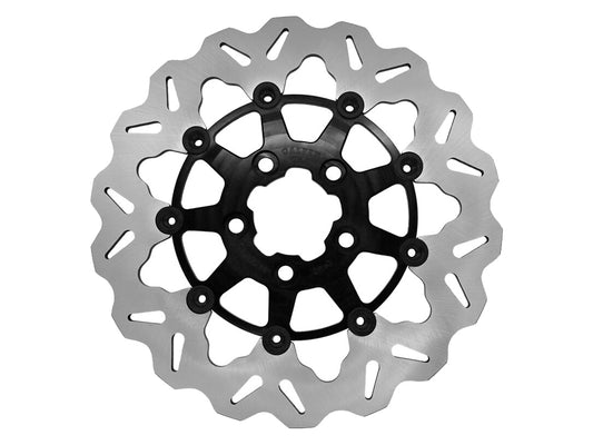11.5in. Rear Floating Wave Disc Rotor with Black Carrier. Fits Big Twin 2000up & Sportster 2000-2010.