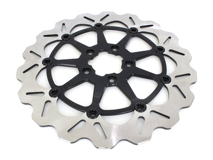 13in. Front Wave Floating Disc Rotor with Black Carrier. Fits most Big Twin 2000up when Using Special 6 Piston Caliper.