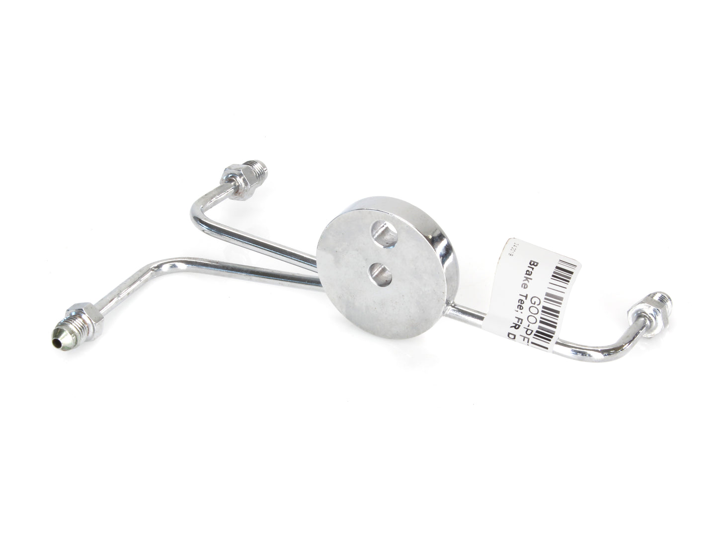 AN3 Front Dual Disc Brake Tee - Chrome. Fits Narrow Glide Front Ends with Dual Disc Rotors.