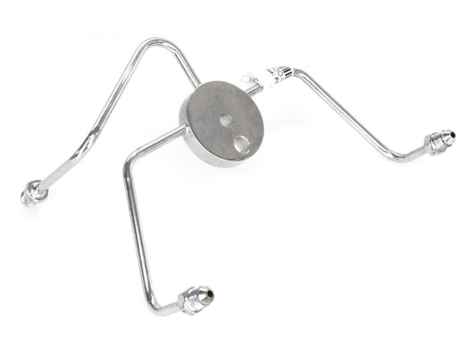 AN3 Front Dual Disc Brake Tee - Chrome. Fits Wide Glide Front Ends with Dual Disc Rotors.