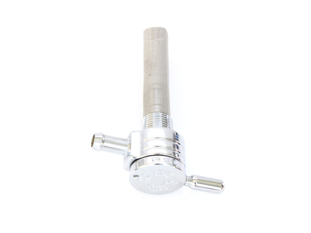 High-Flow Fuel Tap / Petcock with 3/8in. NPT Thread & 5/16in. Inward Facing Fuel Outlet - Chrome