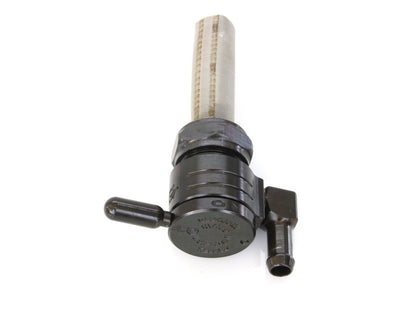 High-Flow Fuel Tap / Petcock with 22mm Thread & 5/16in. Downward Facing Fuel Outlet - Black. Fits Softail 1984-2006, Dyna 1991-2006, FXR 1982-1994, Touring 1988-2006, Sportster 1975-2006 & 4Spd Big Twin 1975-1986