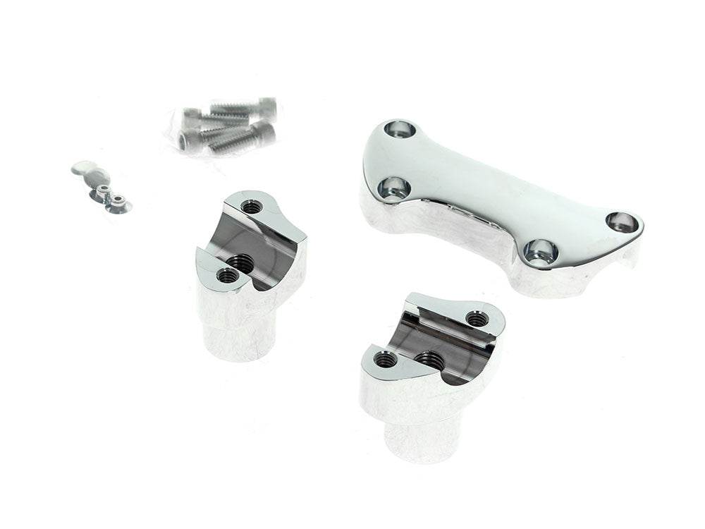 2in. Straight Risers with Top Clamp & Hardware - Chrome. Fits 1in. Handlebar