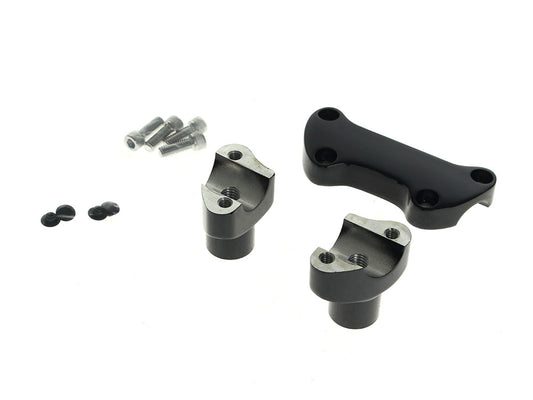 2in. Straight Risers with Top Clamp & Hardware - Black. Fits 1in. Handlebar