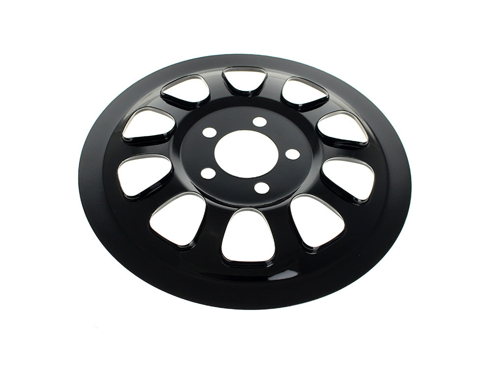 Rear Pulley Cover - Gloss Black. Fits Dyna 2006-2017 & Softail 2007up with 66 Teeth Rear Pulley