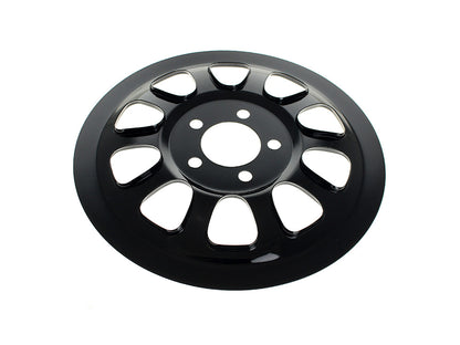 Rear Pulley Cover - Gloss Black. Fits Dyna 2006-2017 & Softail 2007up with 66 Teeth Rear Pulley