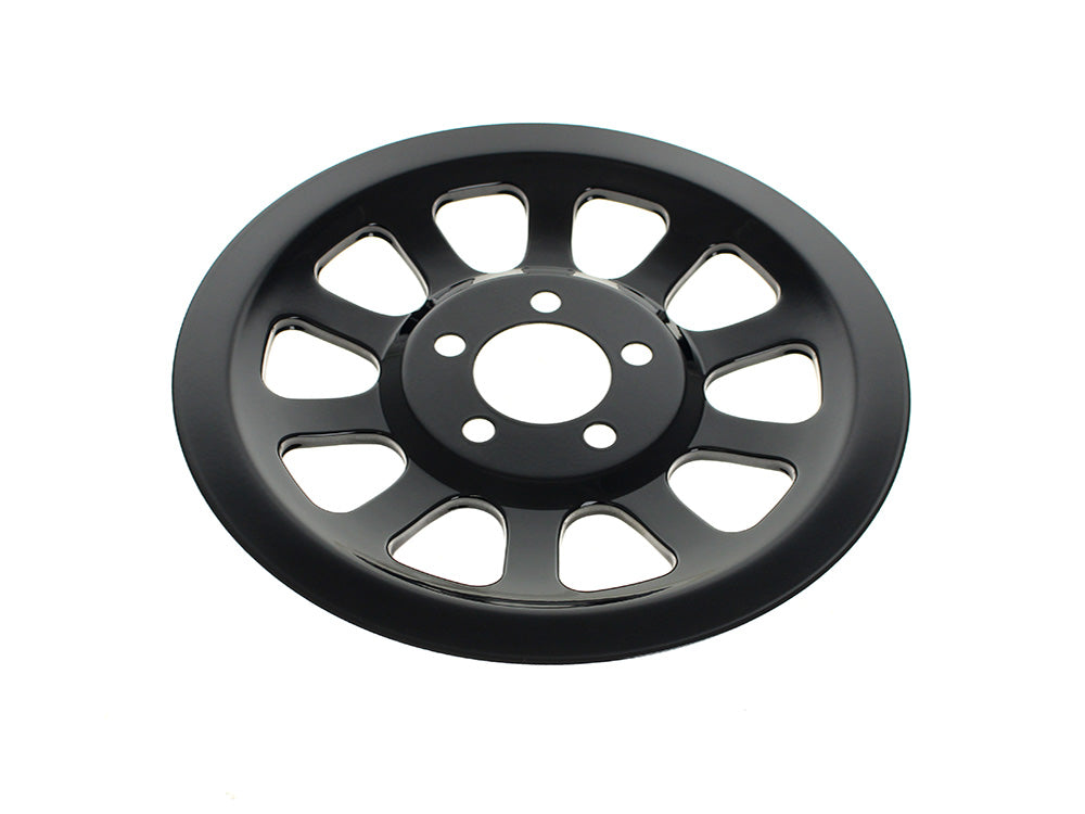 Rear Pulley Cover - Gloss Black. Fits Dyna 2006-2017 & Softail 2007up with 66 Teeth Rear Pulley