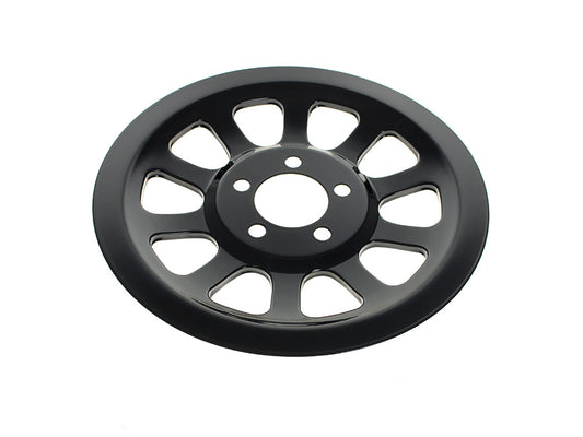 Rear Pulley Cover - Gloss Black. Fits Dyna 2006-2017 & Softail 2007up with 66 Teeth Rear Pulley