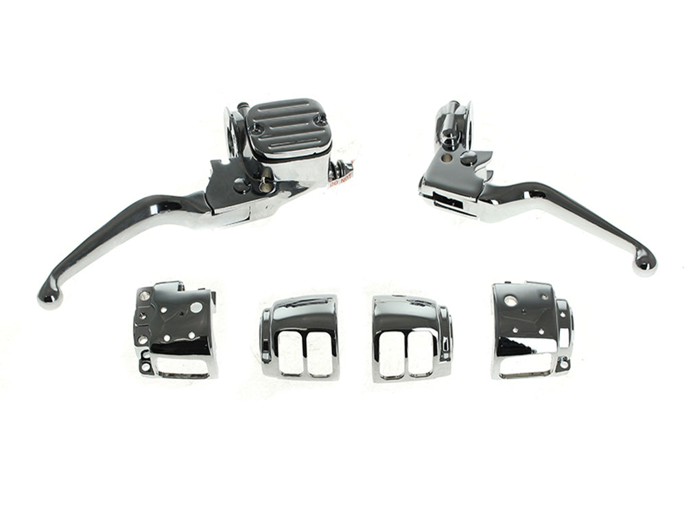 Handlebar Control Kit - Chrome. Fits Big Twin 1996-2010 & Sportster 1996-2003 with Single Disc Front Brake