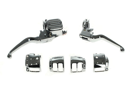 Handlebar Control Kit - Chrome. Fits Big Twin 1996-2010 & Sportster 1996-2003 with Single Disc Front Brake