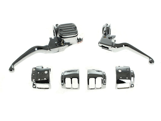 Handlebar Control Kit - Chrome. Fits Big Twin 1996-2010 & Sportster 1996-2003 with Single Disc Front Brake