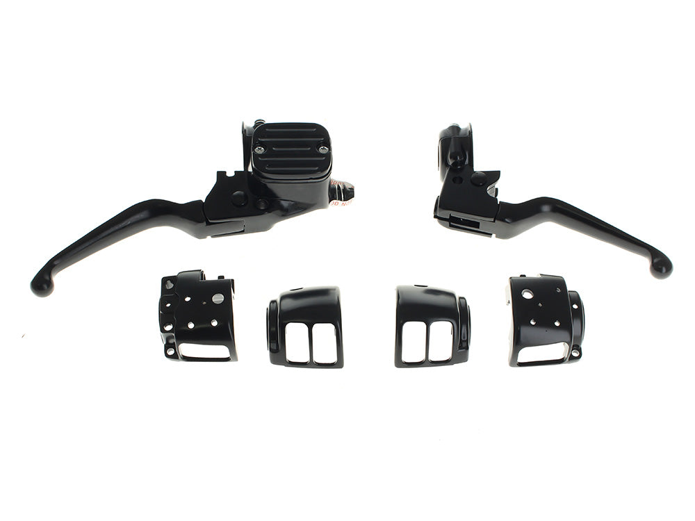 Handlebar Control Kit - Black. Fits Big Twin 1996-2010 & Sportster 1996-2003 with Single Disc Front Brake