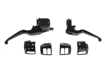 Handlebar Control Kit - Black. Fits Big Twin 1996-2010 & Sportster 1996-2003 with Single Disc Front Brake