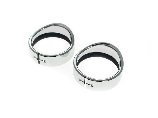 Peaked Visor Style 4-1/2in. Passing Lamp Trim Ring - Chrome. Fits Big Twin 1969up