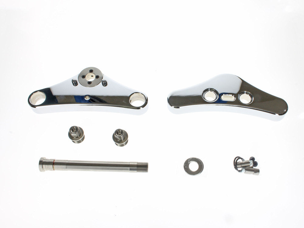 3 Degree Raked 39mm Wide Glide Conversion Triple Tree Kit - Chrome. Fits Sportster 2004-2013.