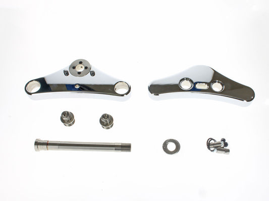 3 Degree Raked 39mm Wide Glide Conversion Triple Tree Kit - Chrome. Fits Sportster 2004-2013.