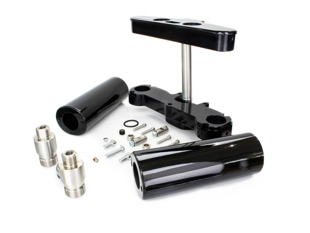 4 Degree Raked Triple Tree Kit - Black. Fits FL Softail 1986-2017 with Stock Diameter Front Wheel