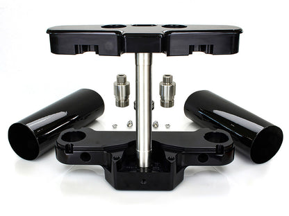 6 Degree Raked Triple Tree Kit - Black. Fits FL Softail 1986-2017 with Stock Diameter Wheel For Trike Conversion