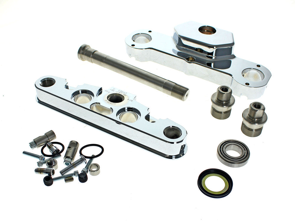 6 Degree Raked Triple Tree Kit - Chrome. Fits FL Softail 1986-2017 with 26in. Wheel Upgrade.