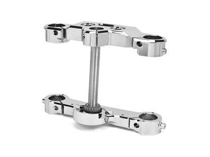 6 Degree Raked Triple Tree Kit - Chrome. Fits Fat Boy 2018up with 26in. Wheel Upgrade or Trike Conversion.