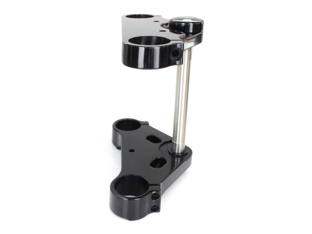 6 Degree Raked Triple Tree Kit - Black. Fits V-Rod 2012-2017 with 23in. Wheel Upgrade & Custom Bottom Mount Headlight.