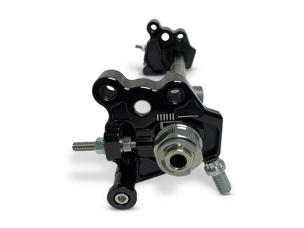 Dominator Rear Axle Adjuster Kit with Dual Shock Positions - Black. Fits Touring 2009up
