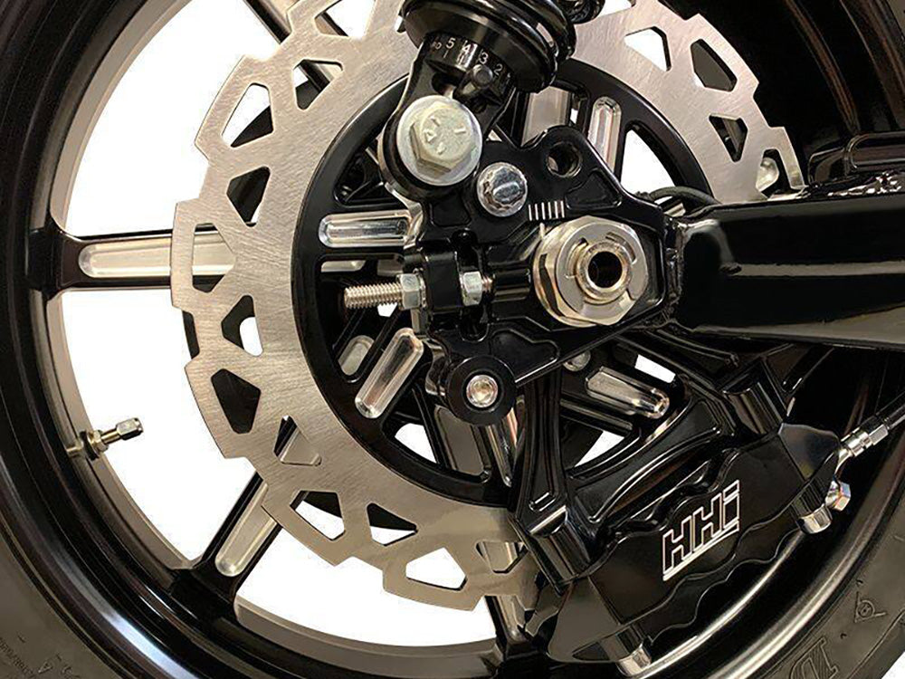 Dominator Rear Axle Adjuster Kit with Dual Shock Positions - Black. Fits Touring 2009up