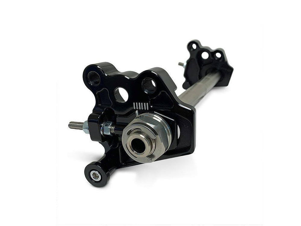 Dominator Rear Axle Adjuster Kit with Dual Shock Positions - Black. Fits Touring 2009up