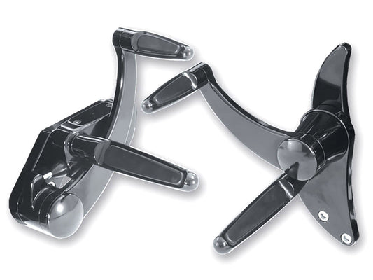 Extended Length Forward Controls with Folding Rubber Inlay Pegs - Black. Fits Dyna 1991-2017.
