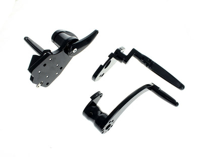 Standard Length Forward Controls with Folding Rubber Inlay Pegs - Black. Fits Touring 2014up including Trikes.
