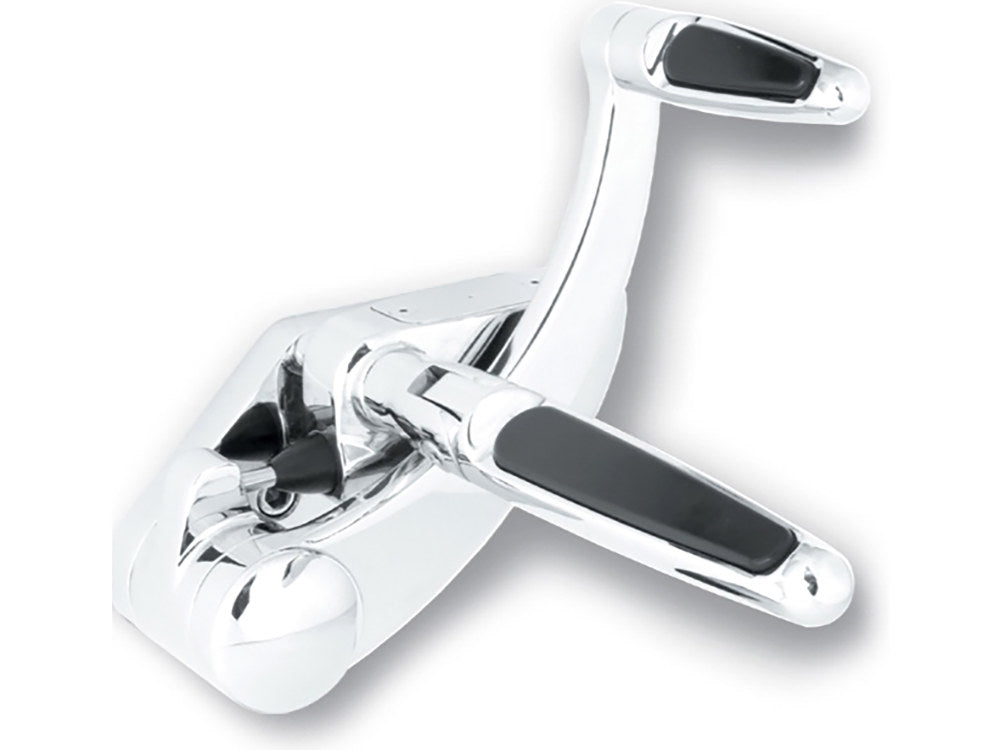 Standard Length Forward Controls with Folding Rubber Inlay Pegs - Chrome. Fits Softail 1984-1999 & 4Spd Big Twin 1936-1986.