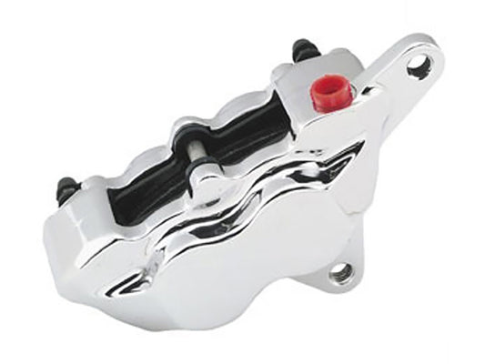 Right Hand Front or Rear 4 Piston Caliper - Chrome. Fits H-D 1984-1999.