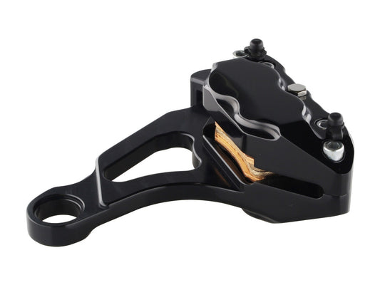 Right Hand Rear 4 Piston Caliper & Mounting Bracket - Black. Fits FX Softail, Fatboy, Rocker & Breakout 2008-2017 Models.