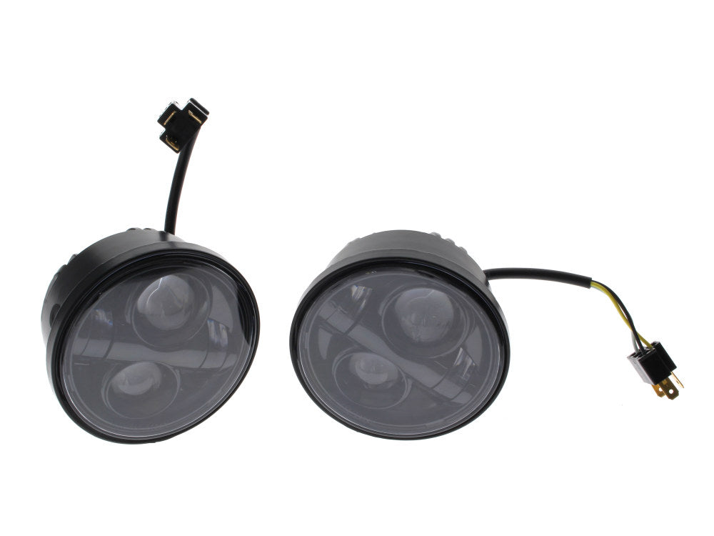 4-1/2in. HeadLight Inserts - Black. Fits Dyna Fat Bob 2008-2017 with Dual Headlight.