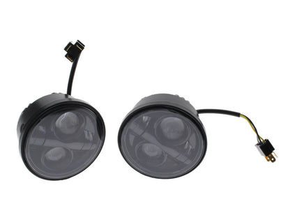 4-1/2in. HeadLight Inserts - Black. Fits Dyna Fat Bob 2008-2017 with Dual Headlight.