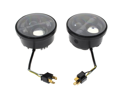 4-1/2in. HeadLight Inserts - Black. Fits Dyna Fat Bob 2008-2017 with Dual Headlight.