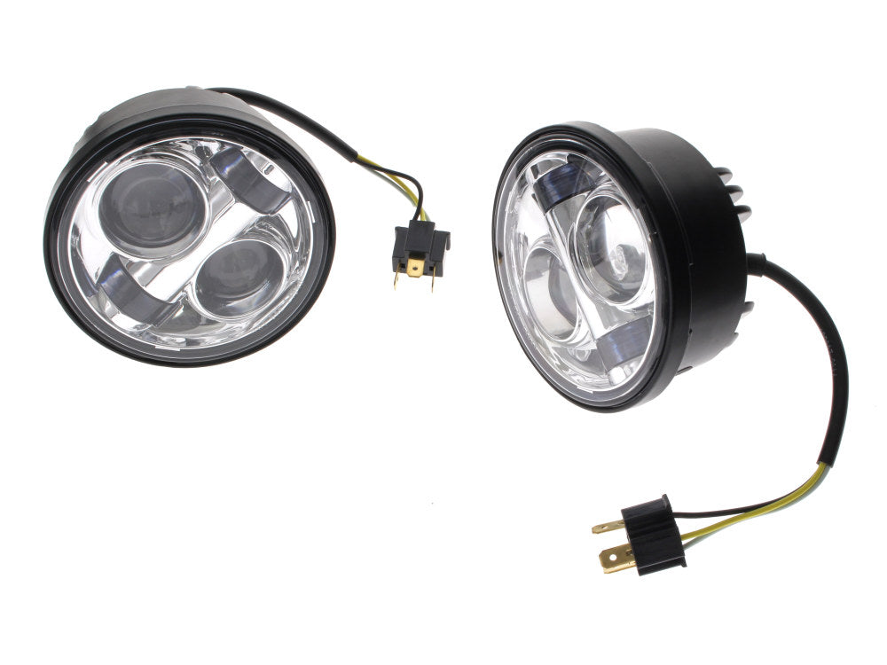 4-1/2in. LED HeadLight Inserts - Chrome. Fits Dyna Fat Bob 2008-2017 with Dual Headlight.