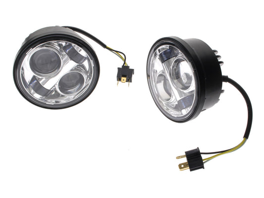 4-1/2in. LED HeadLight Inserts - Chrome. Fits Dyna Fat Bob 2008-2017 with Dual Headlight.