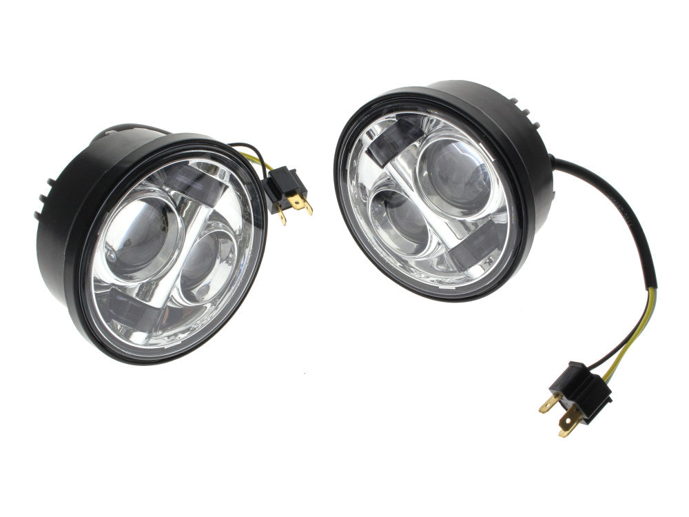 4-1/2in. LED HeadLight Inserts - Chrome. Fits Dyna Fat Bob 2008-2017 with Dual Headlight.