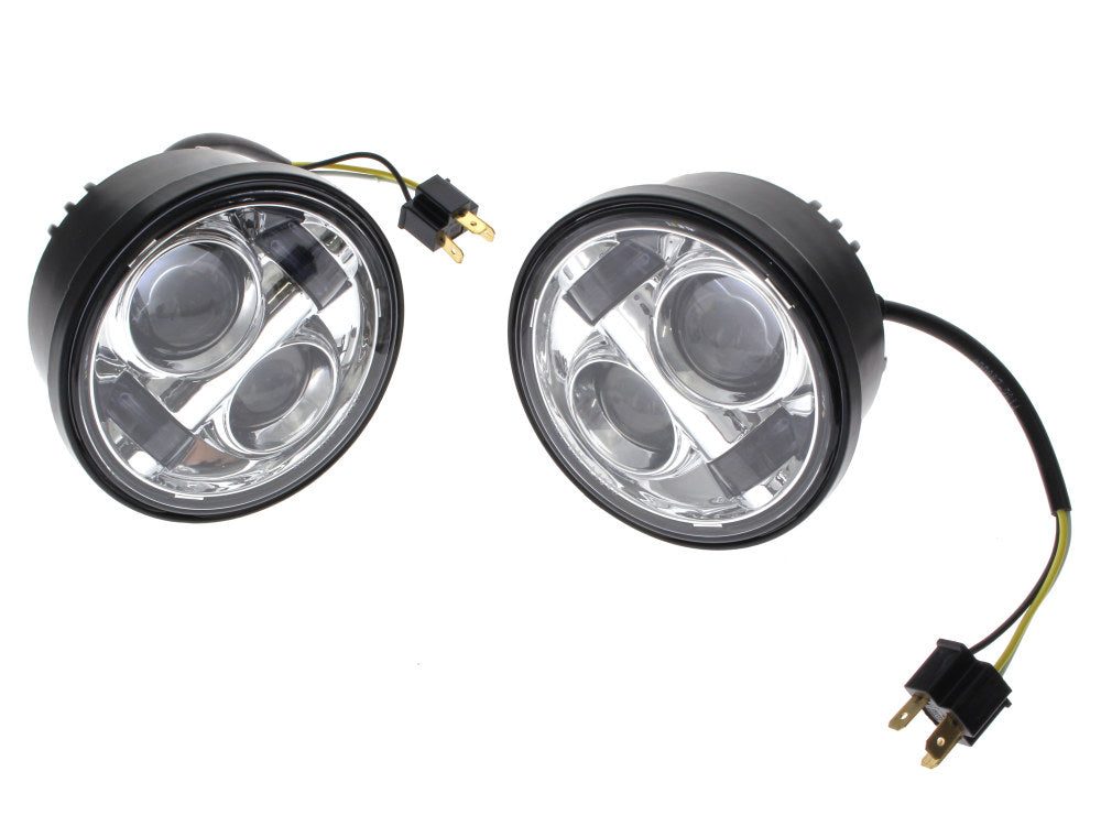 4-1/2in. LED HeadLight Inserts - Chrome. Fits Dyna Fat Bob 2008-2017 with Dual Headlight.