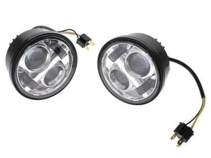 4-1/2in. LED HeadLight Inserts - Chrome. Fits Dyna Fat Bob 2008-2017 with Dual Headlight.