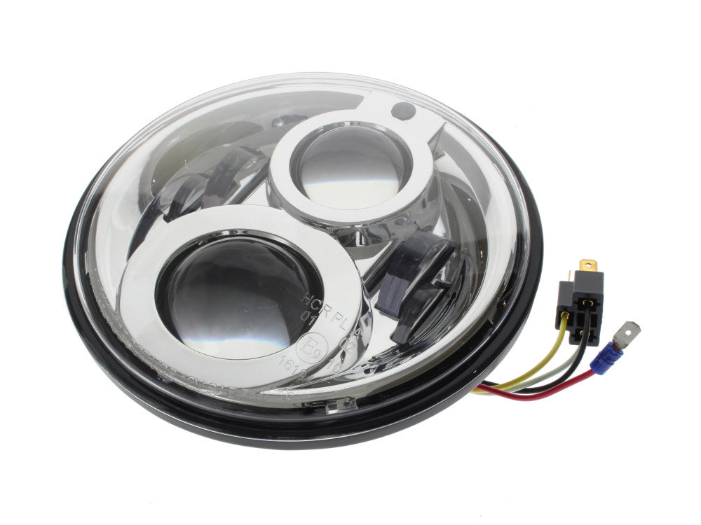7in. LED HeadLight Insert with Parker - Chrome. Fits Most H-D, Indian Chief Classic & Dark Horse Models with 7in. Headlight.