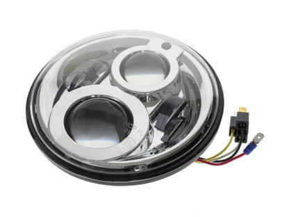 7in. LED HeadLight Insert with Parker - Chrome. Fits Most H-D, Indian Chief Classic & Dark Horse Models with 7in. Headlight.